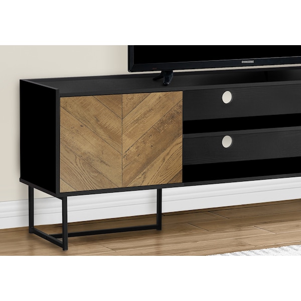 Tv Stand, 72 Inch, Console, Storage Cabinet, Living Room, Bedroom, Brown And Black Laminate